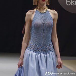 vestido hilo azul MODA MUJER MERCEDES OLIVER