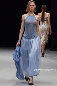 vestido hilo azul MODA MUJER MERCEDES OLIVER